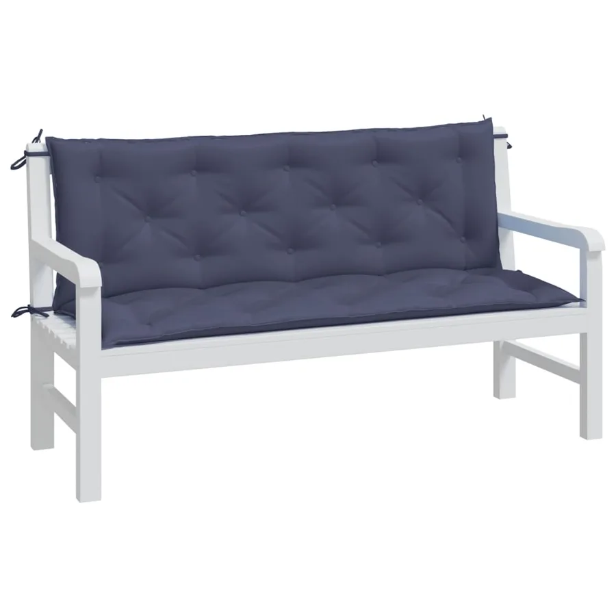 Coussins de banc de jardin lot de 2 bleu marine 150x50x7 cm - 3