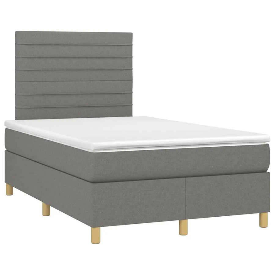 Sommier à lattes de lit matelas LED gris foncé 120x190 cm tissu - 3