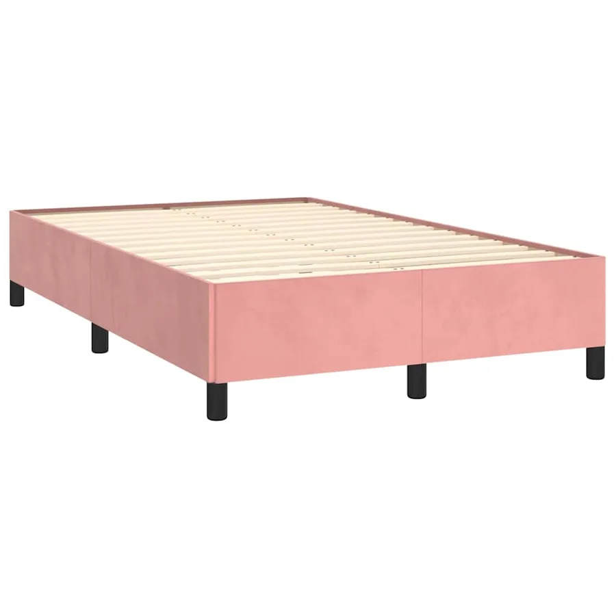 Sommier à lattes de lit avec matelas rose 120x190 cm velours - 4