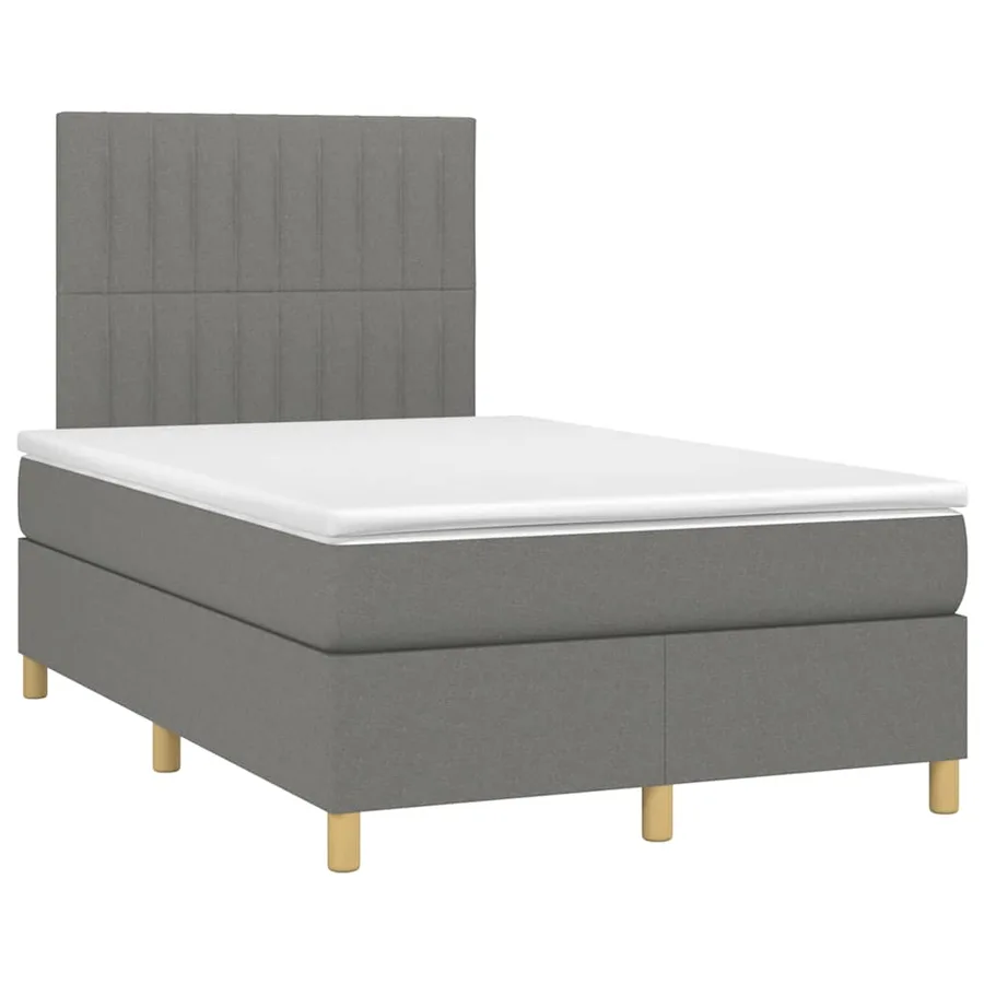 Sommier à lattes de lit matelas LED gris foncé 120x190 cm tissu - 3