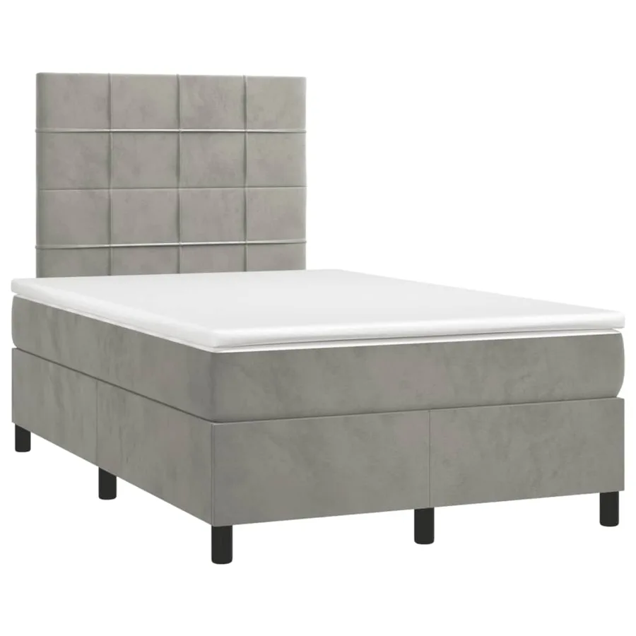 Sommier à lattes de lit avec matelas LED gris clair 120x190 cm - 3