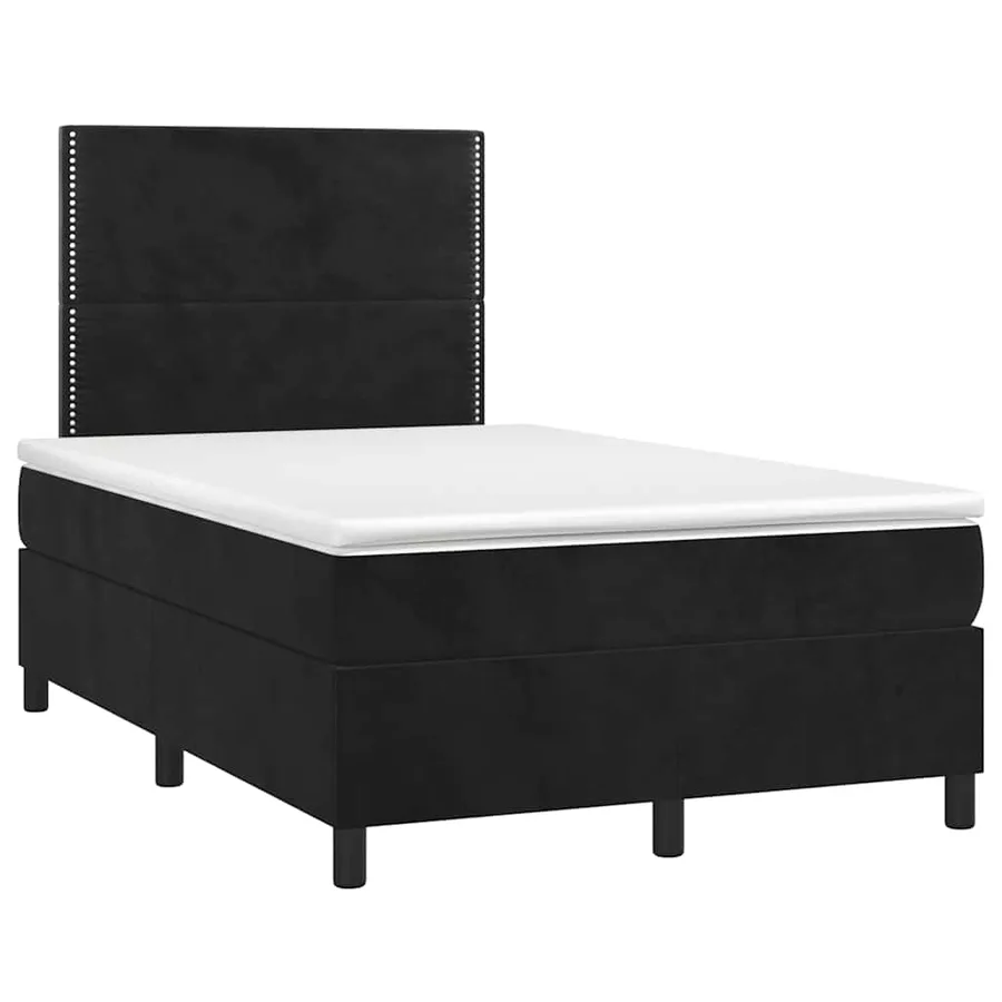 Sommier à lattes de lit et matelas LED noir 120x190 cm velours - 3