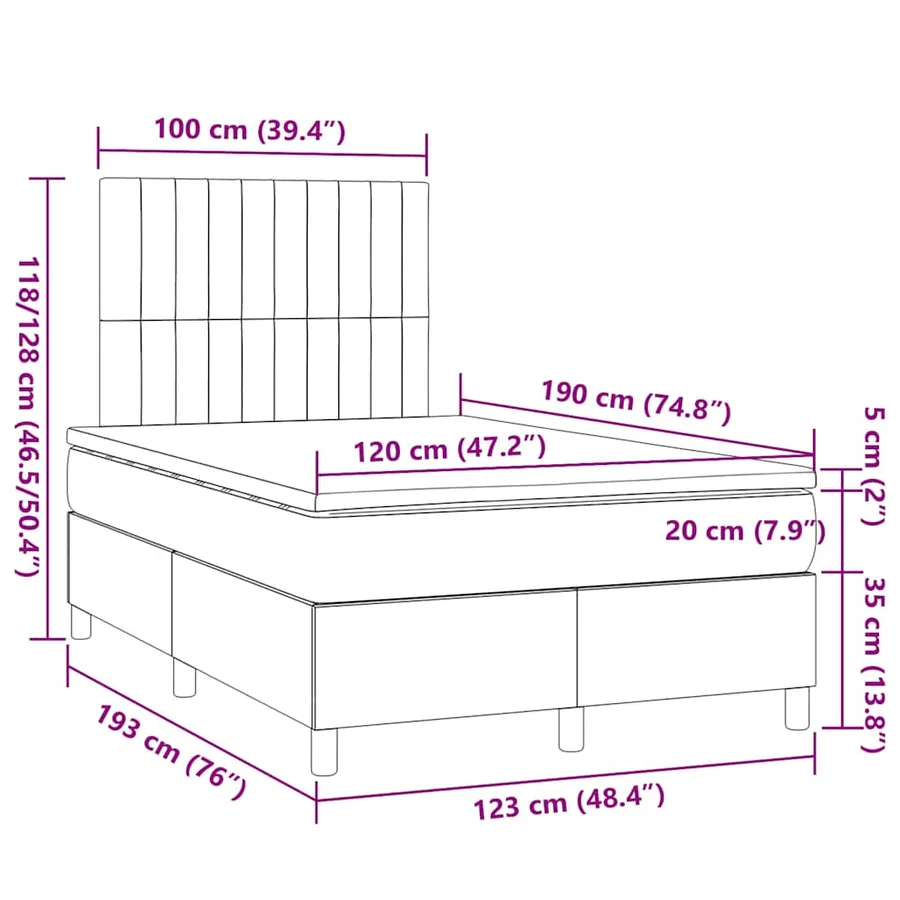 Sommier à lattes de lit avec matelas gris foncé 120x190cm tissu - 9