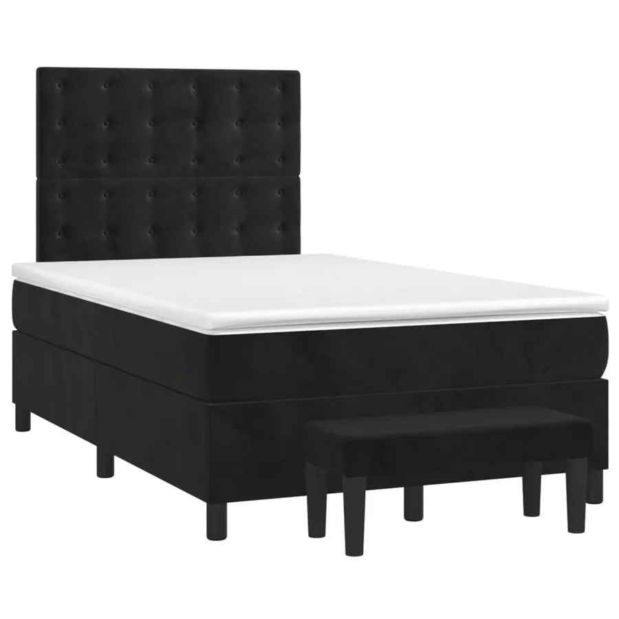 Sommier à lattes de lit avec matelas noir 120x190 cm velours - 2