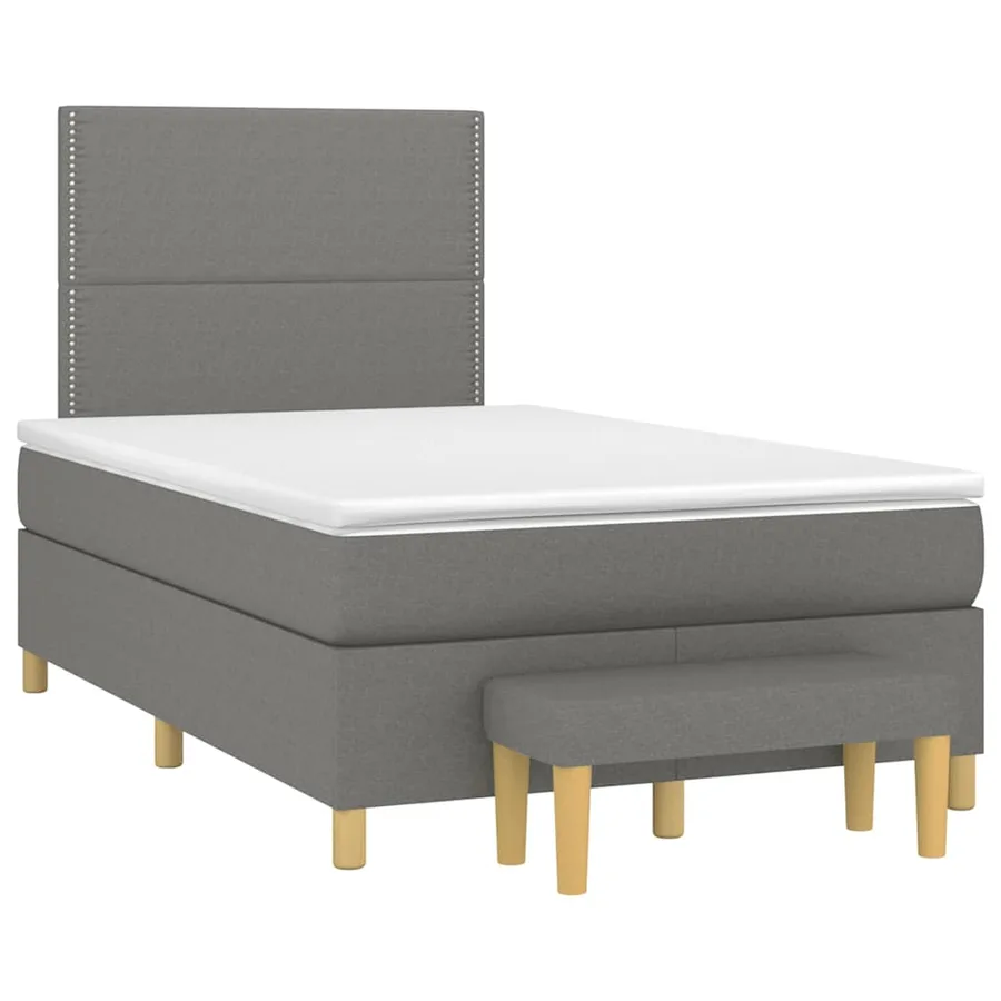 Sommier à lattes de lit avec matelas gris foncé 120x190cm tissu - 2