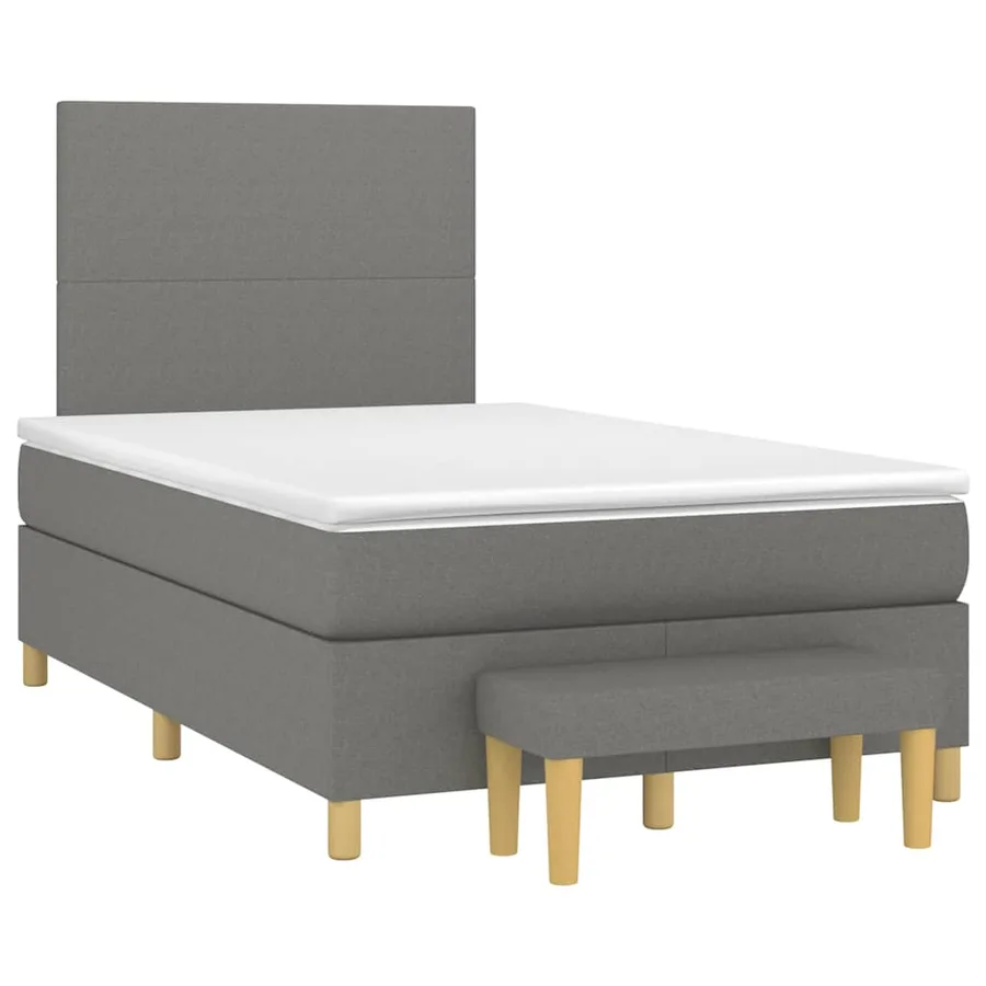 Sommier à lattes de lit avec matelas gris foncé 120x190cm tissu - 2