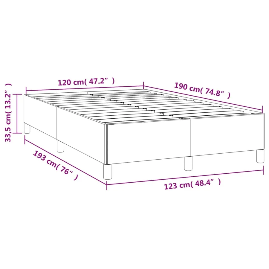 Cadre de lit sans matelas gris foncé 120x190 cm tissu - 9