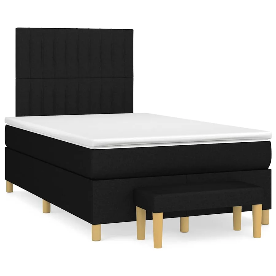 Sommier à lattes de lit avec matelas noir 120x190 cm tissu - 2