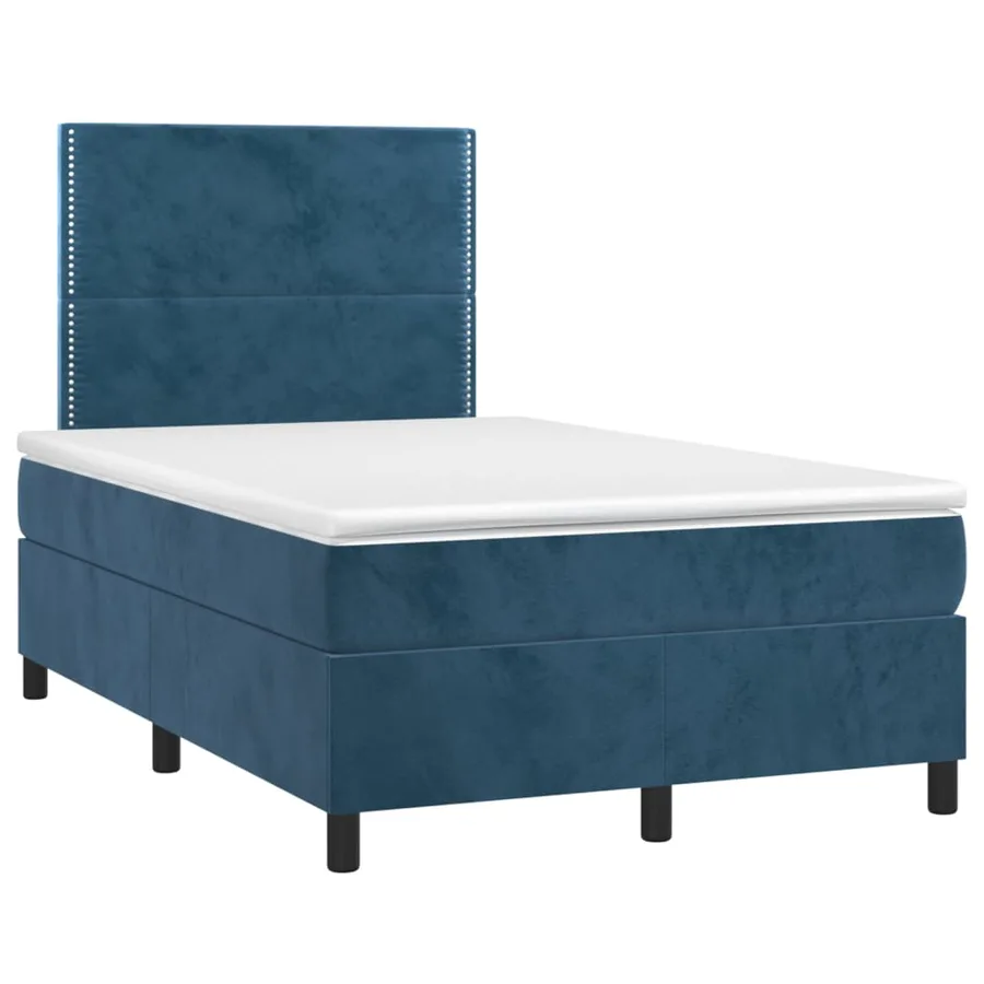 Sommier à lattes de lit et matelas bleu foncé 120x190cm velours - 2