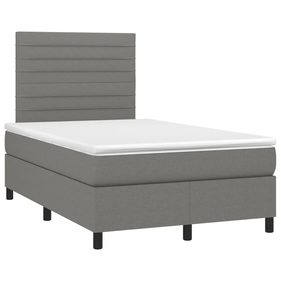 Sommier à lattes de lit avec matelas gris foncé 120x190cm tissu - 2