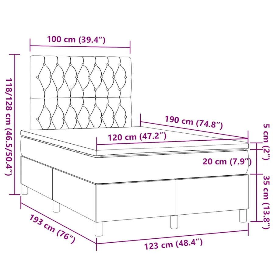 Sommier à lattes de lit et matelas gris clair 120x190 cm tissu - 9