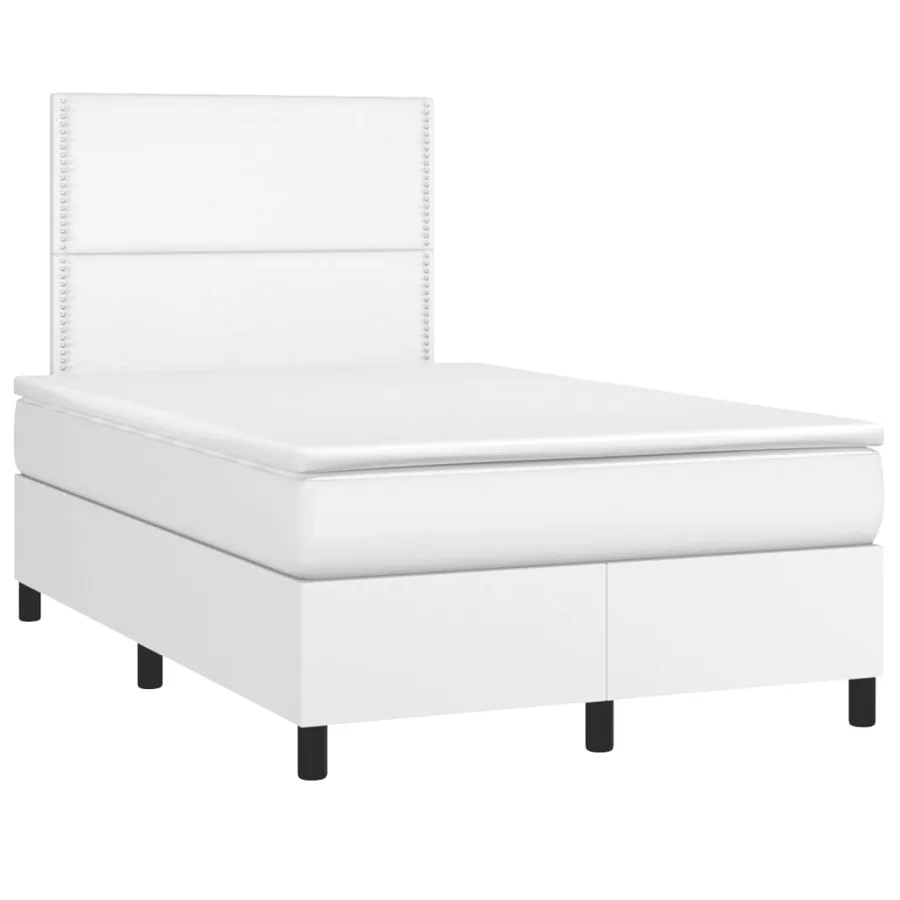 Sommier à lattes de lit avec matelas blanc 120x190cm similicuir - 2