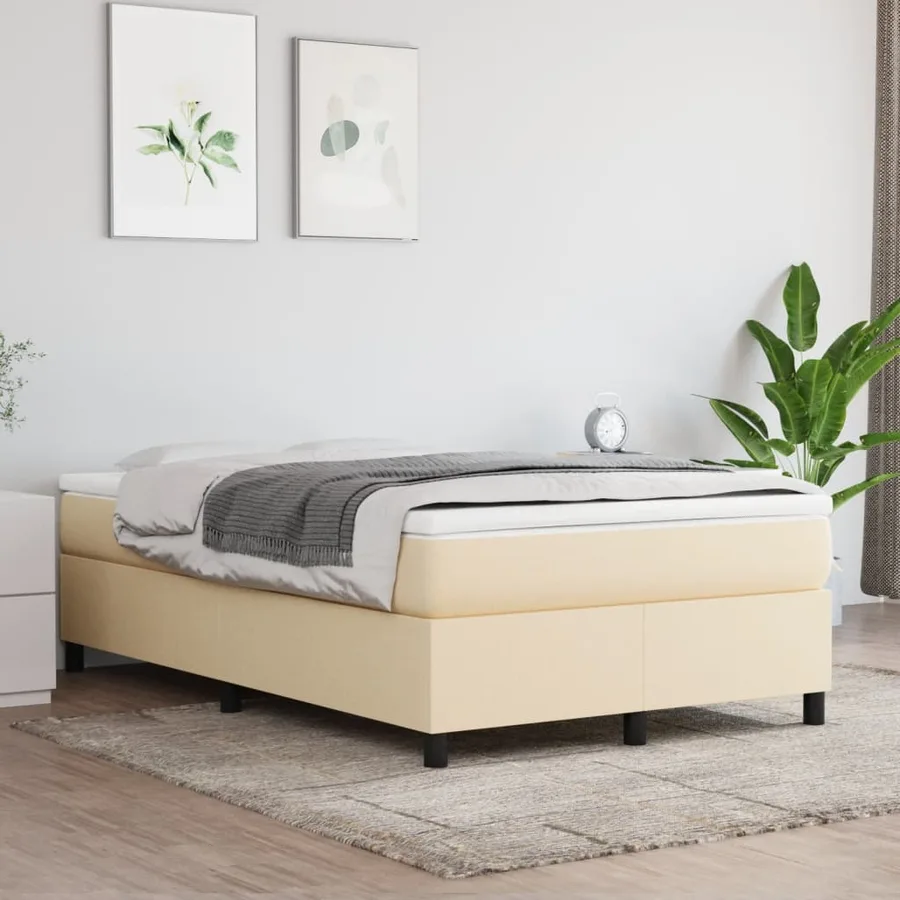 Sommier à lattes de lit avec matelas crème 120x190 cm tissu - 3