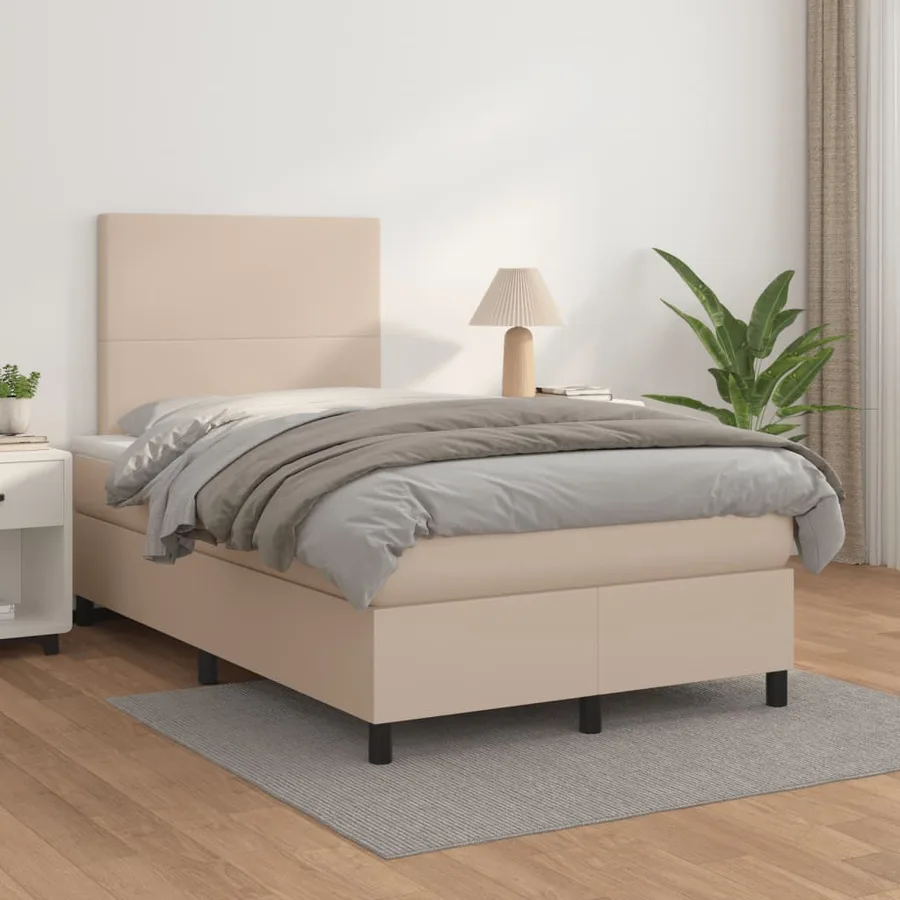 Sommier à lattes de lit matelas cappuccino 120x190cm similicuir - 3