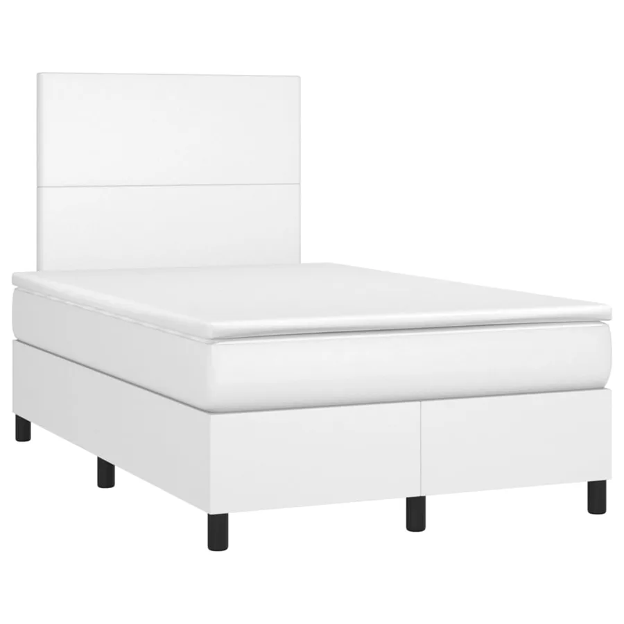 Sommier à lattes de lit matelas LED blanc 120x190 cm similicuir - 3