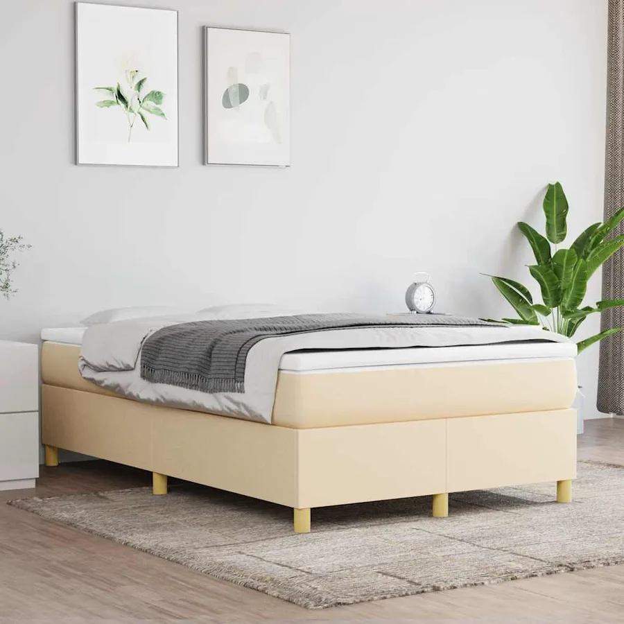 Sommier à lattes de lit avec matelas crème 120x190 cm tissu - 3