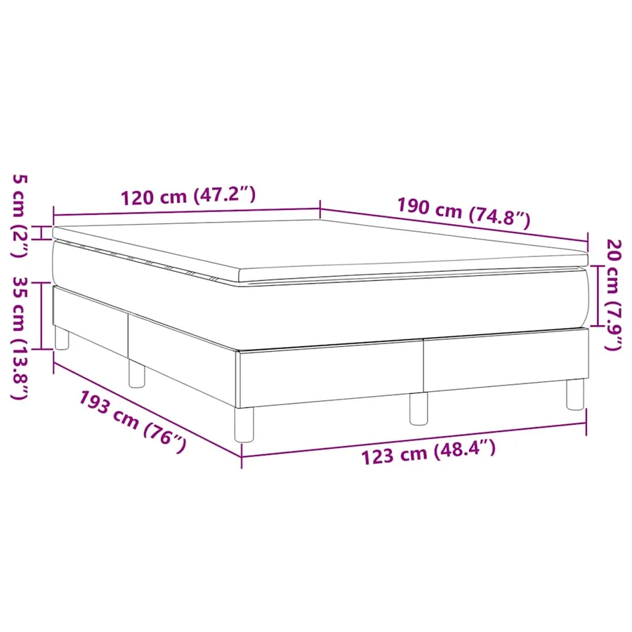 Sommier à lattes de lit avec matelas crème 120x190 cm tissu - 8