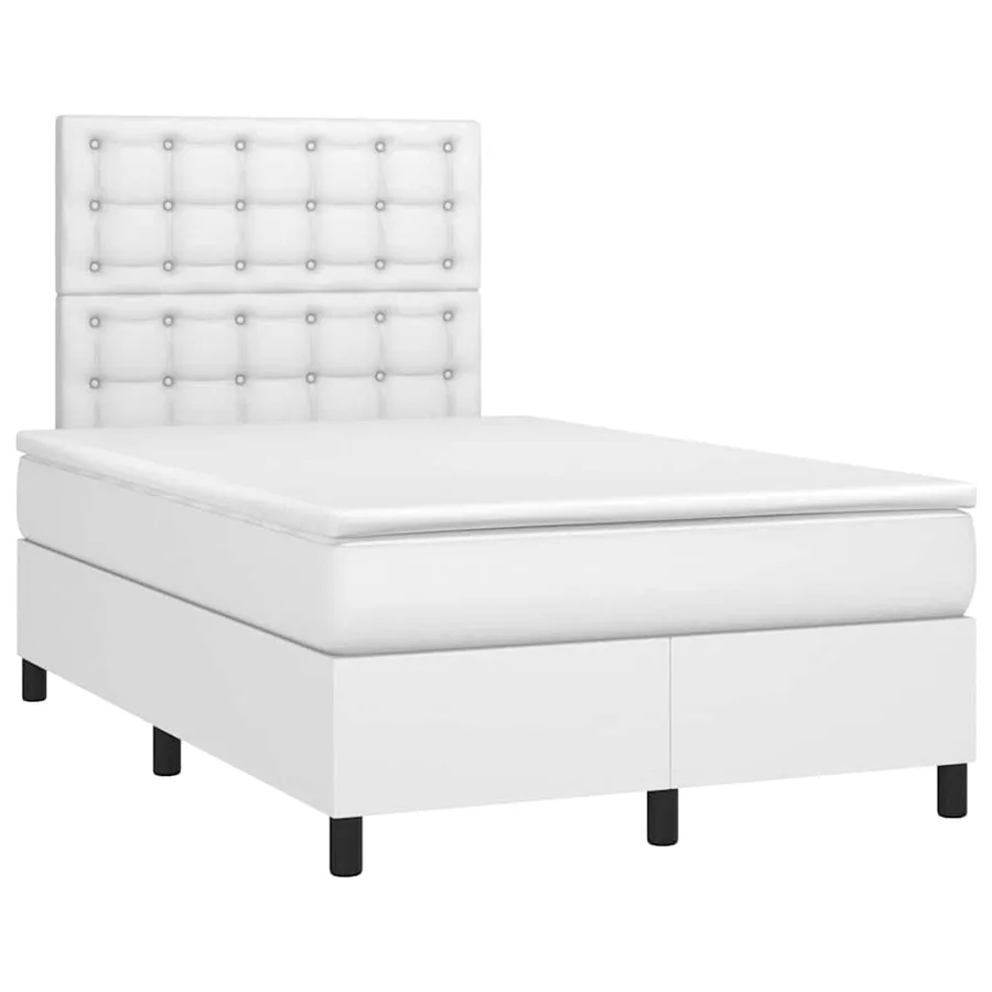 Sommier à lattes de lit matelas LED blanc 120x190 cm similicuir - 3