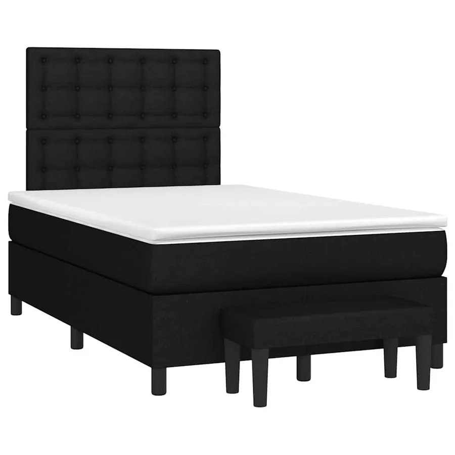 Sommier à lattes de lit avec matelas noir 120x190 cm tissu - 2