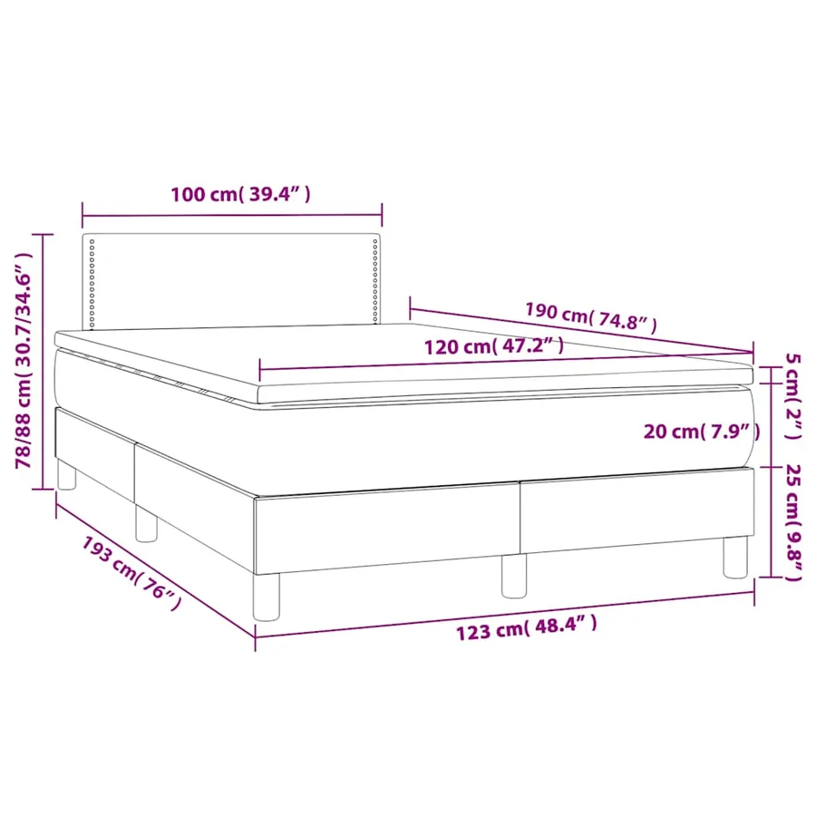 Sommier à lattes de lit matelas et LED noir 120x190 cm tissu - 11