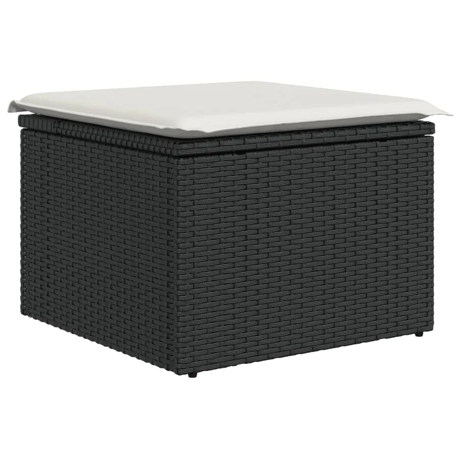 Salon de jardin 8 pcs avec coussins noir résine tressée - 6