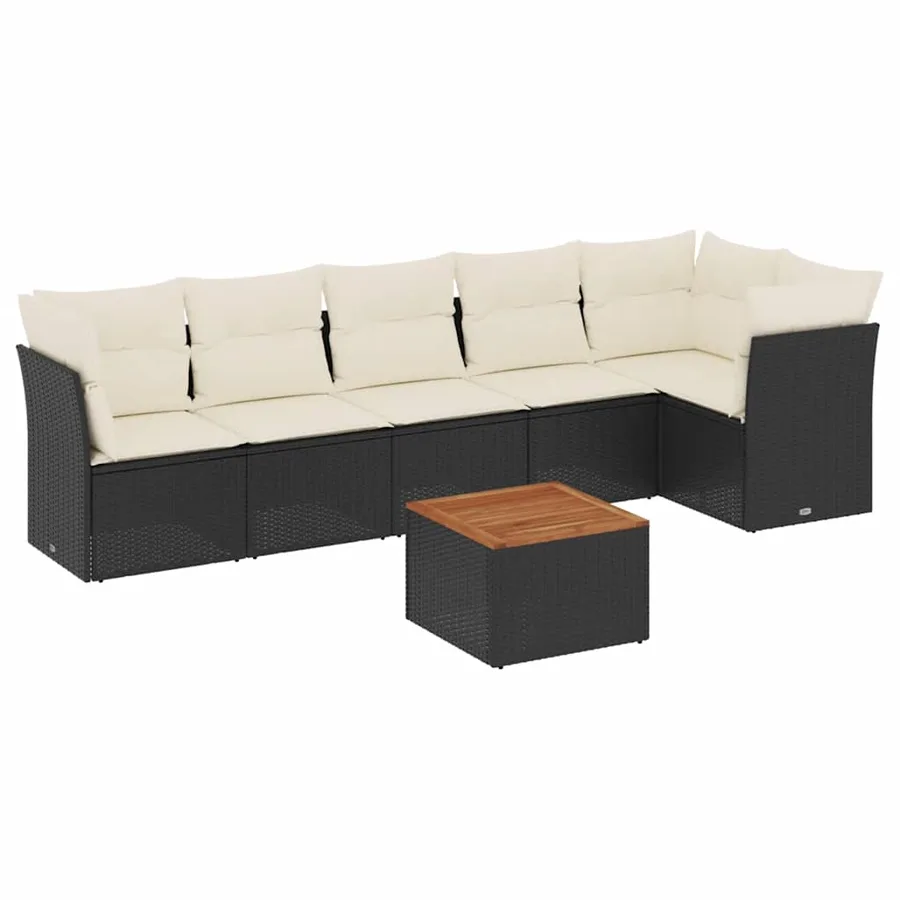 Salon de jardin 7 pcs avec coussins noir résine tressée 62 x 62 x 69 cm - 60,1 kg - 2