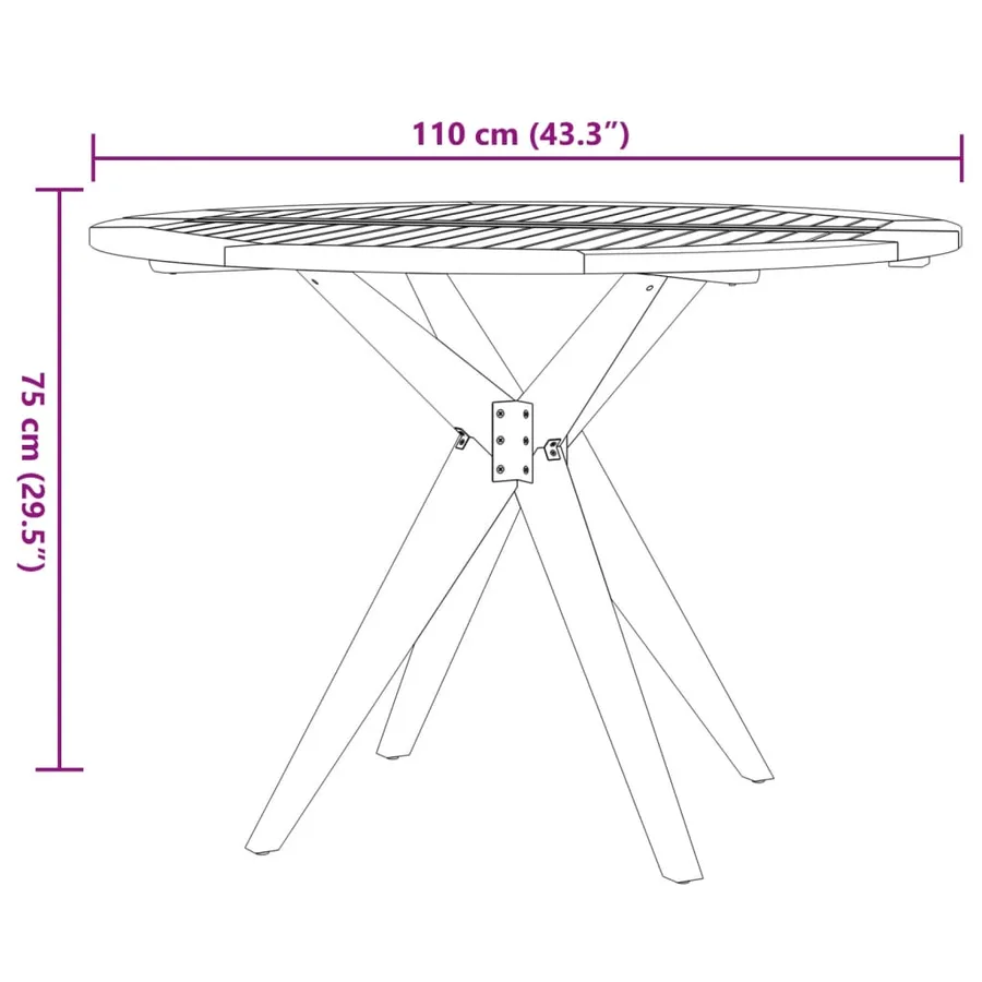 Table de jardin ronde Ø85x75 cm bois d'acacia solide - 8