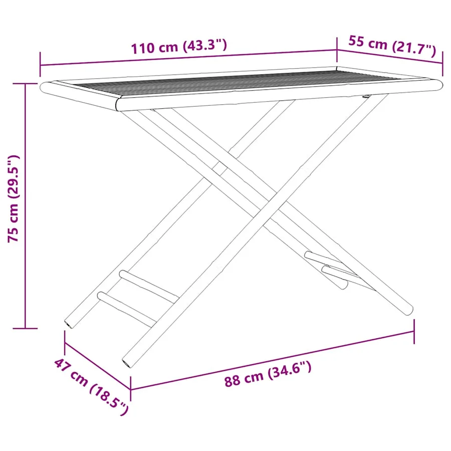 Table de jardin pliable 110x55x75 cm bambou - 8