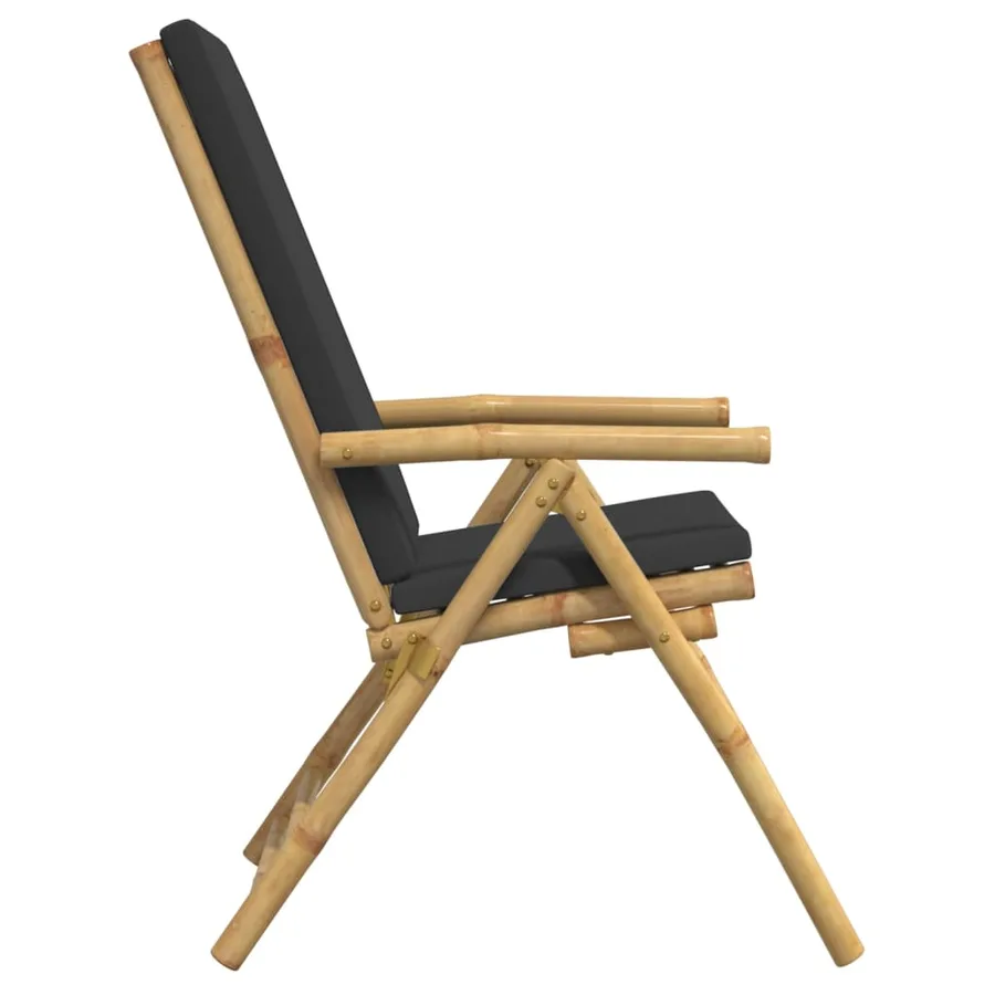 Chaises inclinables de jardin pliantes lot de 4 coussins bambou - 5