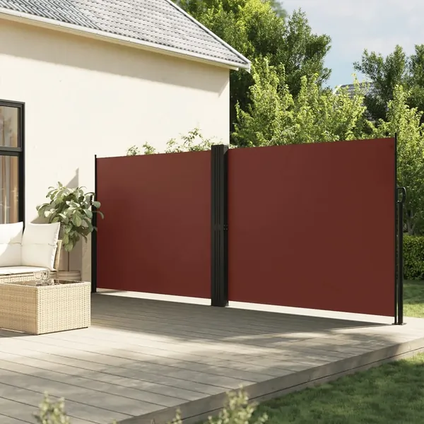 Auvent latéral rétractable marron 160x600 cm