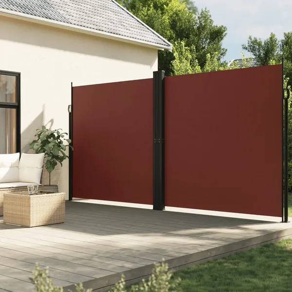 Auvent latéral rétractable marron 220x600 cm