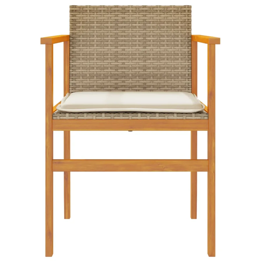 Chaises de jardin coussins lot de 2 beige résine tressée bois - 5