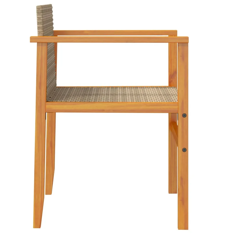 Chaises de jardin coussins lot de 2 beige résine tressée bois - 6