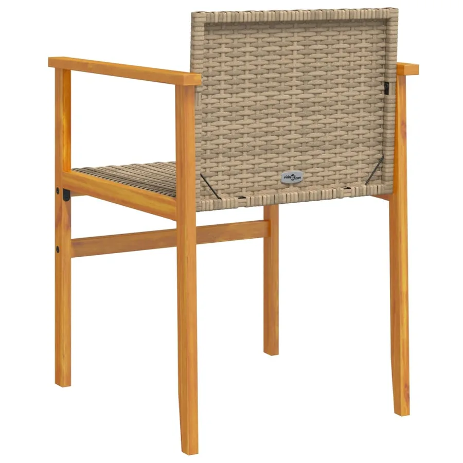 Chaises de jardin coussins lot de 2 beige résine tressée bois - 7