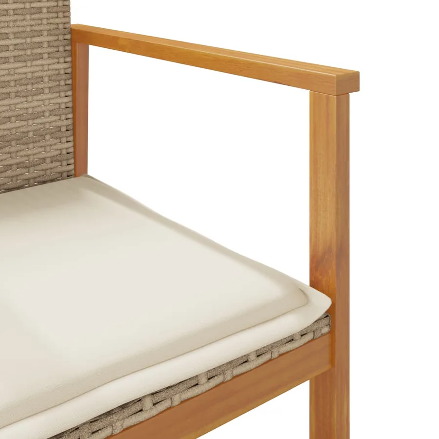 Chaises de jardin coussins lot de 2 beige résine tressée bois - 9