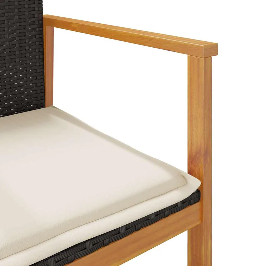 Chaises de jardin coussins lot de 2 noir résine tressée et bois - 9