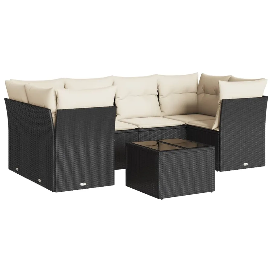 Salon de jardin 7 pcs avec coussins noir résine tressée 62 x 62 x 69 cm - 63,6 kg - 2