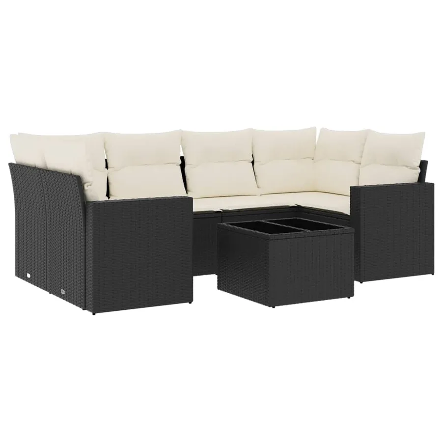 Salon de jardin 7 pcs avec coussins noir résine tressée 62 x 62 x 69 cm - 62,9 kg - 2