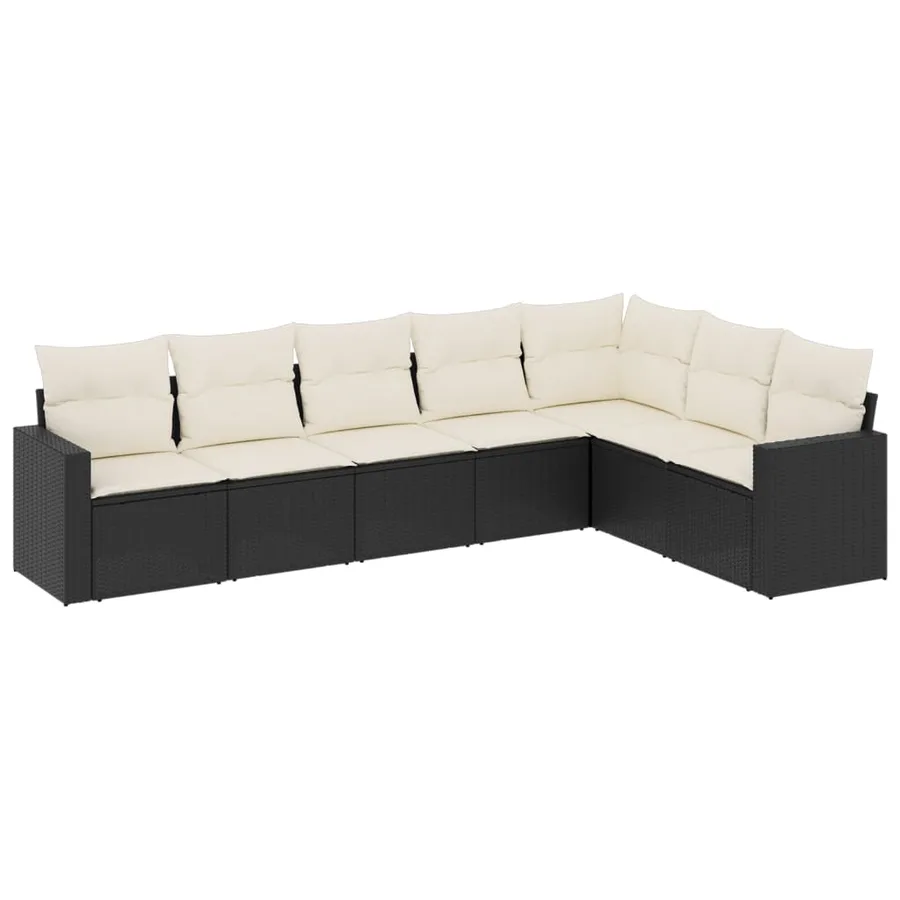 Salon de jardin 7 pcs avec coussins noir résine tressée 62 x 62 x 69 cm - 60,6 kg - 2