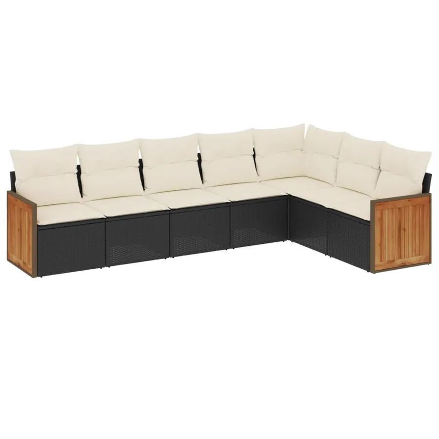 Salon de jardin 7 pcs avec coussins noir résine tressée 62 x 62 x 69 cm - 62,8 kg - 2