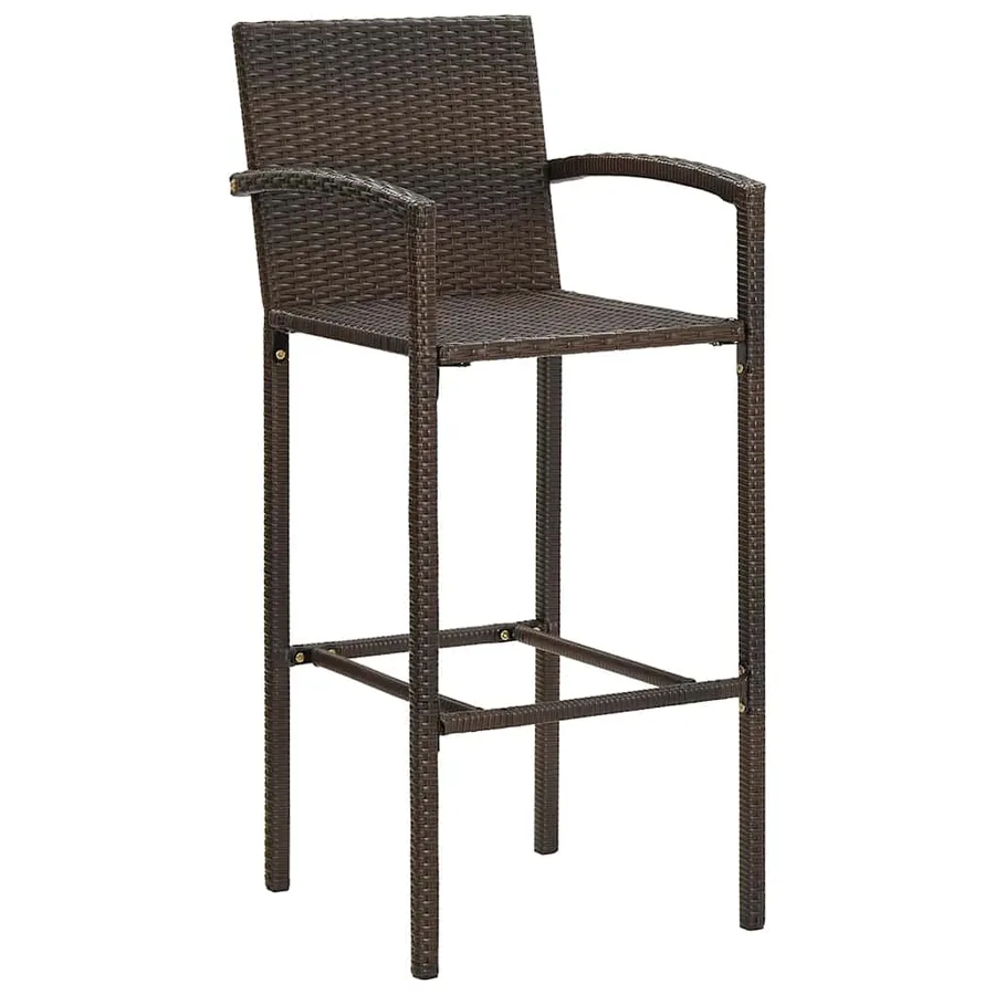 Ensemble de bar de jardin 7 pcs marron bois massif acacia rotin - 4