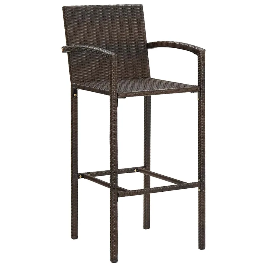 Ensemble de bar de jardin 3 pcs marron bois massif acacia rotin - 4