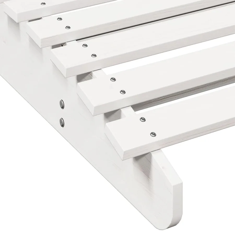 Chaise longue blanc 205x70x31,5 cm bois massif de pin - 7