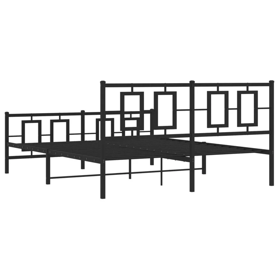 Cadre de lit métal sans matelas avec pied de lit noir 150x200cm - 7