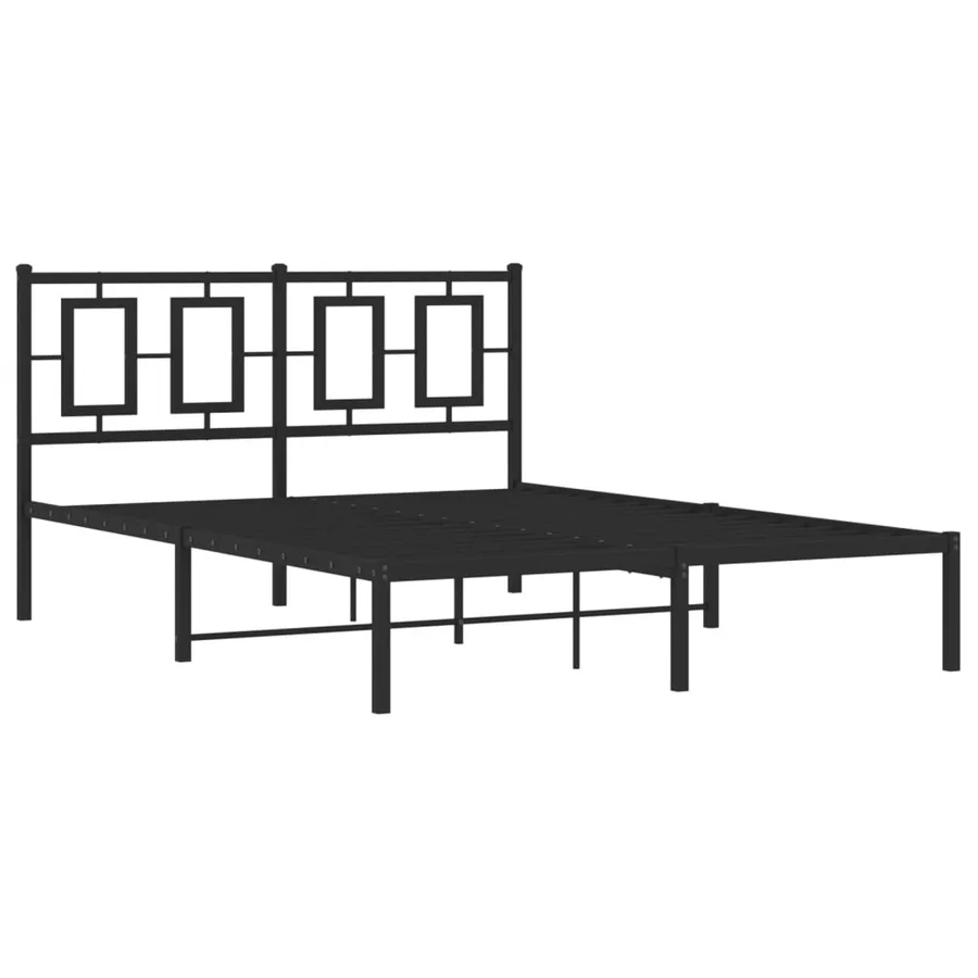 Cadre de lit métal sans matelas avec tête de lit noir 140x200cm - 3