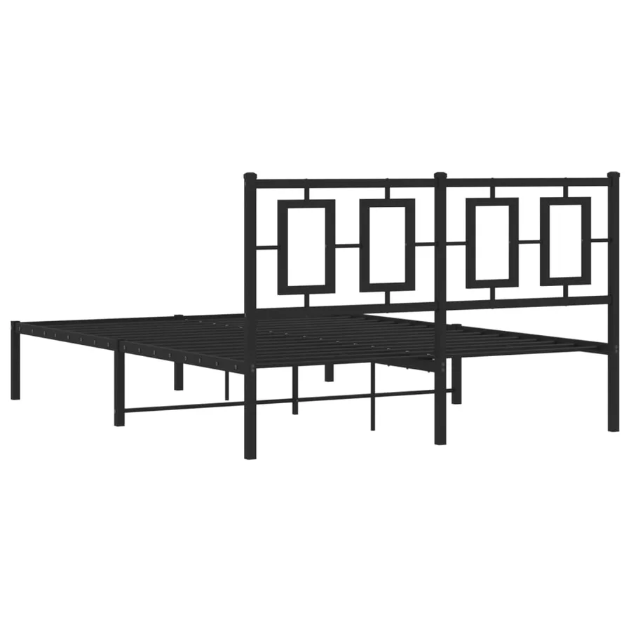 Cadre de lit métal sans matelas avec tête de lit noir 140x200cm - 7