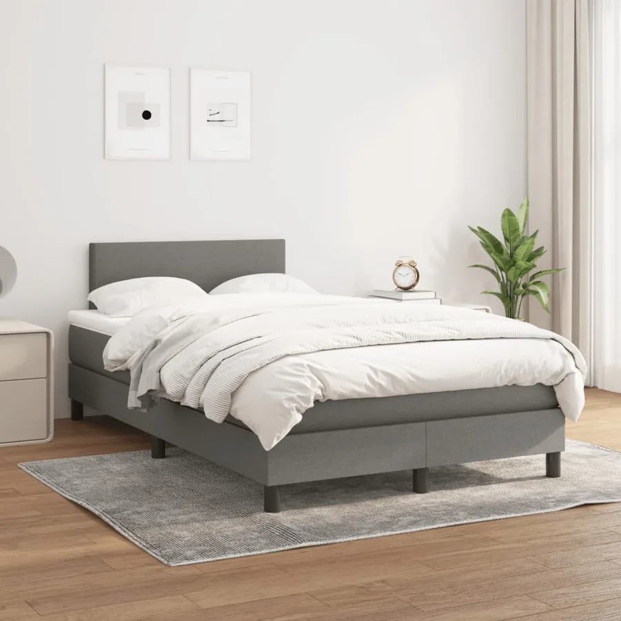 Sommier à lattes de lit avec matelas gris foncé 120x190cm tissu - 3