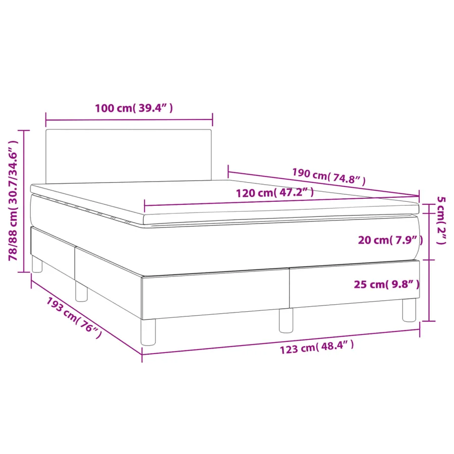 Sommier à lattes de lit avec matelas gris foncé 120x190cm tissu - 9