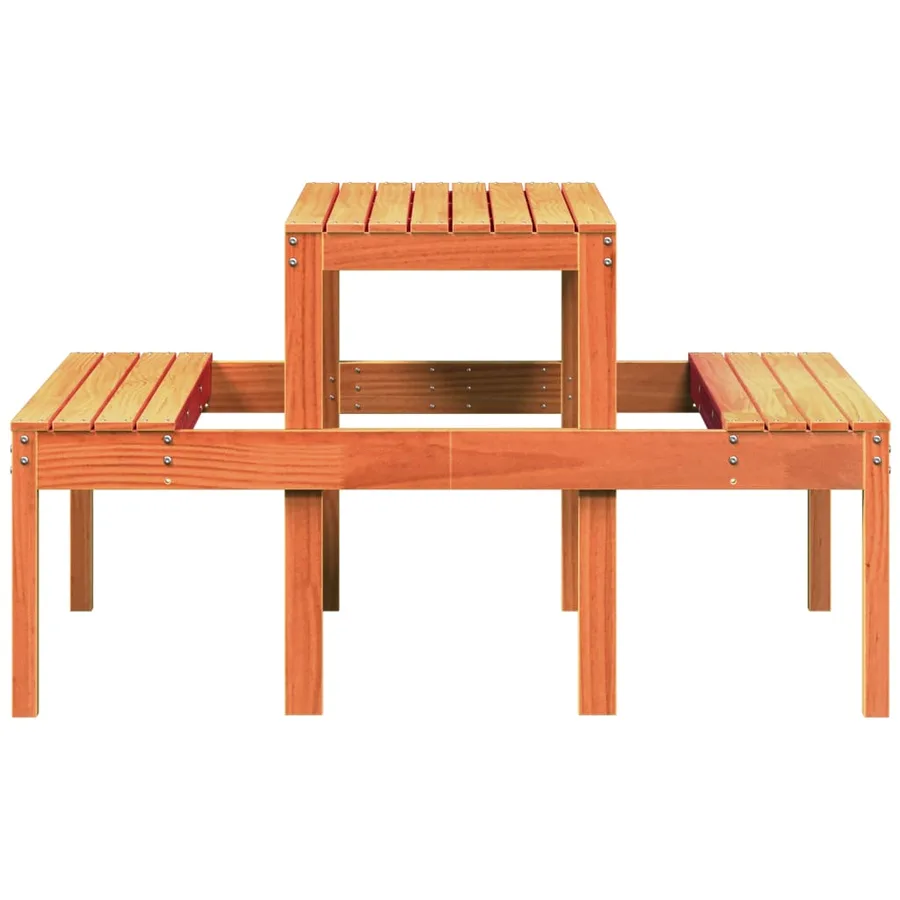 Table de pique-nique cire marron 110x134x75 cm bois massif pin - 5