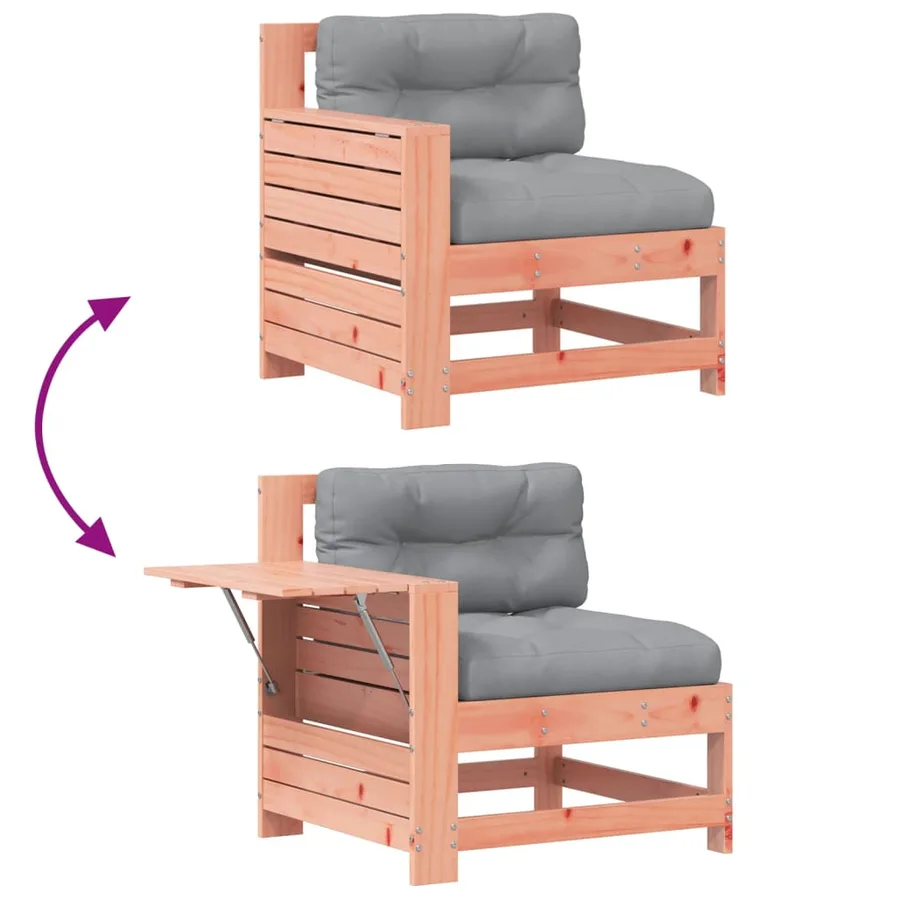 Canapé de jardin accoudoir avec coussin bois massif douglas - 7